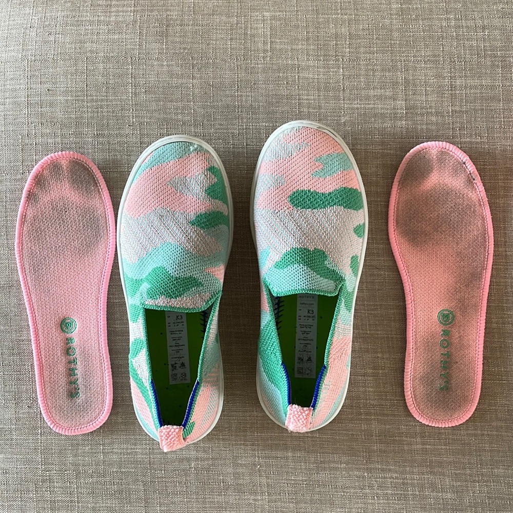 Kids Rothy’s camo sneakers
